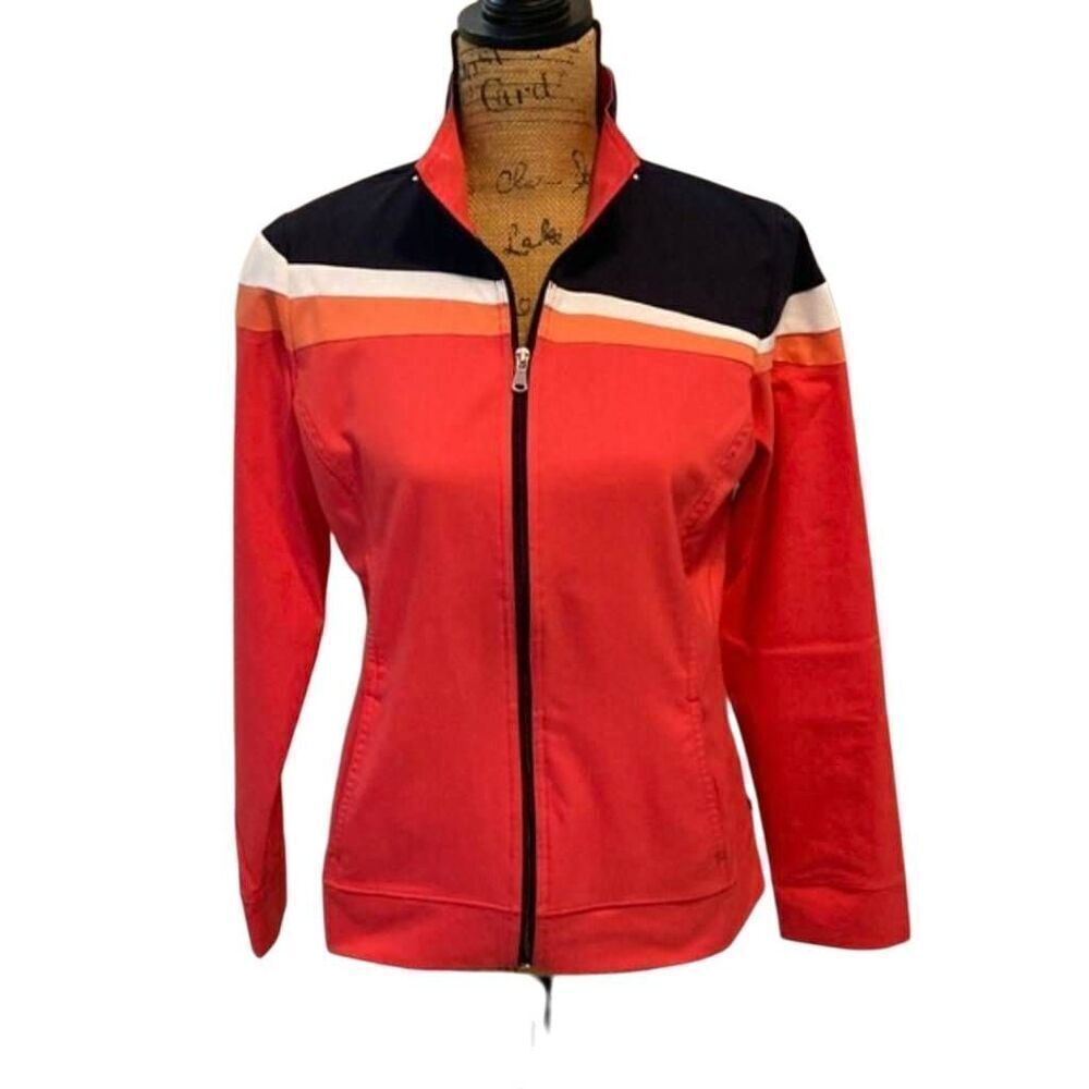 Made for Life Women's Zip Front Coral & Navy Polyester Jacket w Pockets
